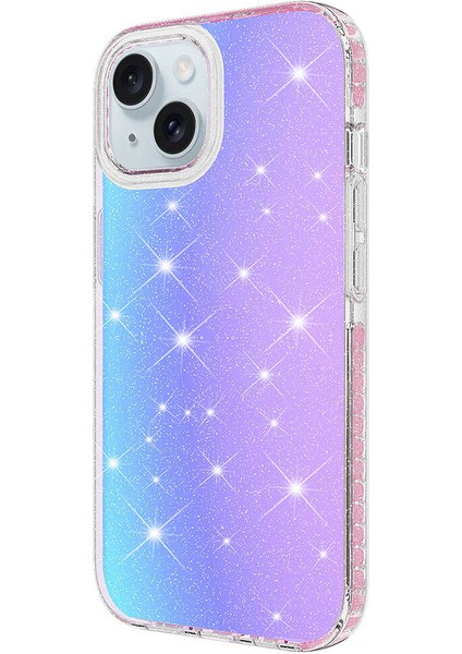 Apple iPhone 15 Kılıf Parlak Renk Geçişli Kflg Velle Kapak-Pembe Koyu modelleri