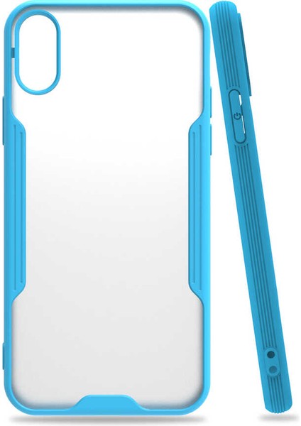 iPhone x Uyumlu Kflg Parfe Kapak-Mavi
