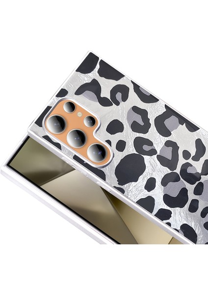 Galaxy S23 Ultra Kılıf Desenli Kflg Mep Kapak - Gold Leopar