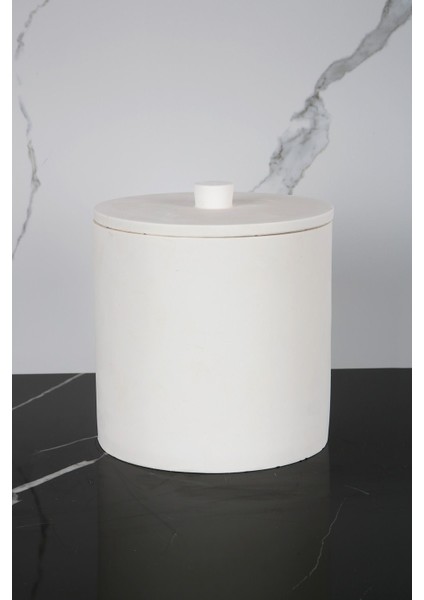 Mermer Desenli Beton Çöp Kovası Banyo Mutfak Tuvalet Wc 18 cm 4 Litre