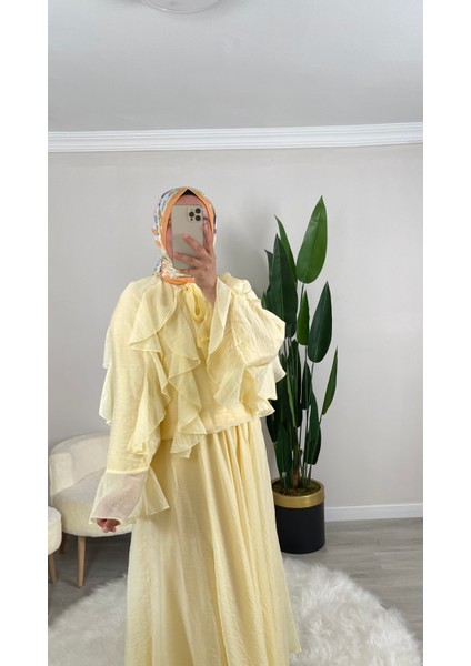Diana Fırfırlı Şifon Kumaş Ikili Etekli Takım