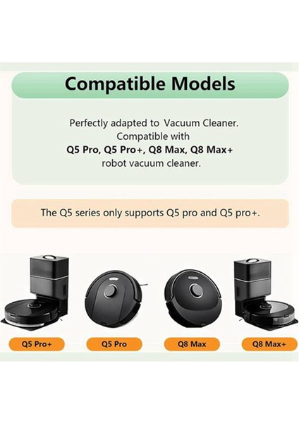 Q8 Max+/q8 Max/q5 Pro/q5 Pro+ Robot Süpürge Yedek Parçaları Silindir Yan Fırçalar Filtreler Paspas Pedleri Için 12 Adet (Yurt Dışından) fırsatları