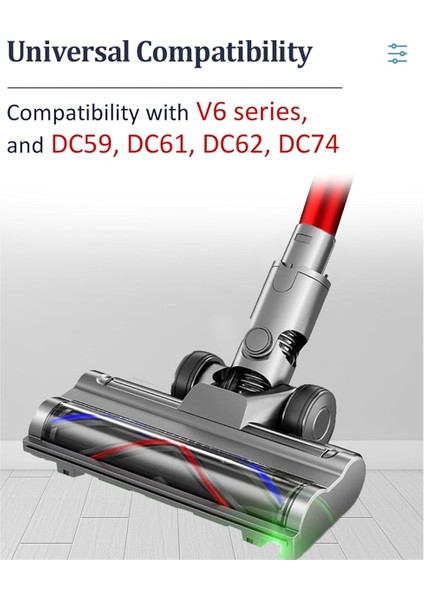 V6 DC58 DC59 DC62 DC72 Elektrikli Süpürgeler Için Elektrikli Zemin Fırçası Başlığı LED Toz Işıklı Temizleyici (Yurt Dışından) fiyatları