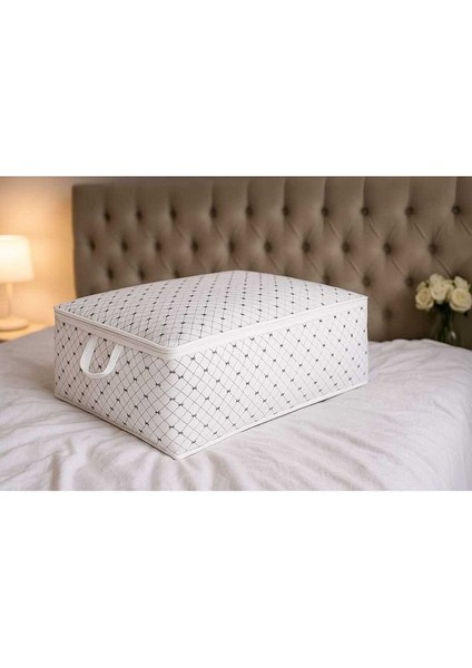 2 Adet Baza Altı Hurç 22X62X46 Gri Fiyonk Desenli