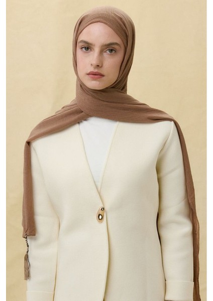 Brıce Vizon Uzun Saçak Püsküllü Pamuklu Şal