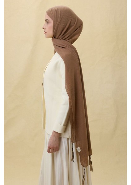 Brıce Vizon Uzun Saçak Püsküllü Pamuklu Şal