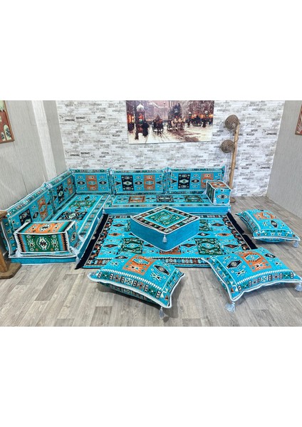 Şark Köşesi Otantik Milas Desenli Sofa Sets Turkuaz fiyatları