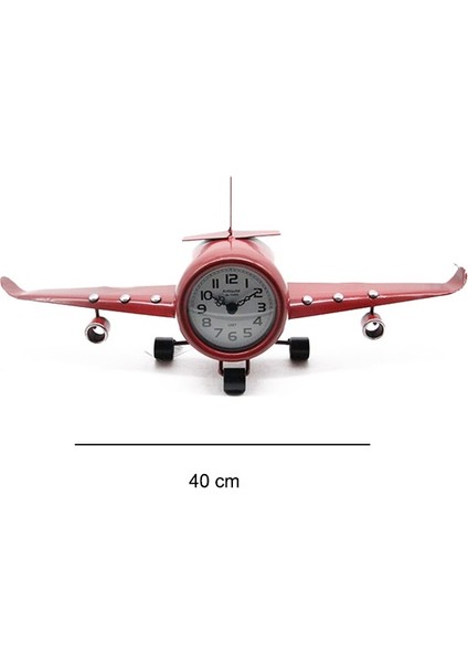 Vintage Eskitme Metal Uçak Masa Saati 40CM