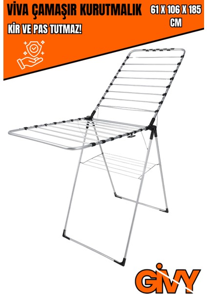 Lavella Viva Çamaşır Kurutmalık | 61X106X185 cm | Elektrostatik Boyalı, Kolay Katlanır Kurutmalık