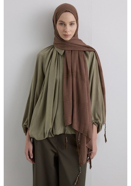 Brıce Kahve Uzun Saçak Püsküllü Pamuklu Şal fiyatları