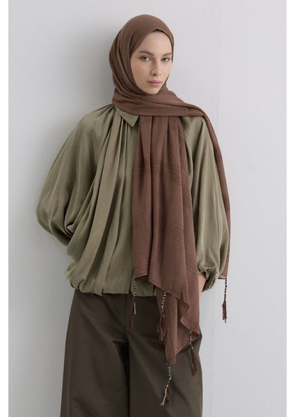 Brıce Kahve Uzun Saçak Püsküllü Pamuklu Şal fırsatları