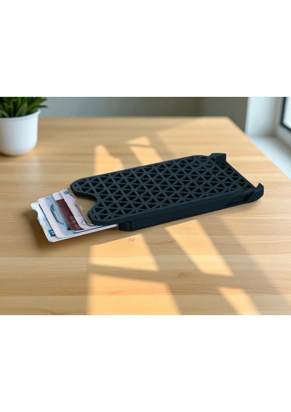 3D Kayar Kartlık – Petg Malzeme, Bal Peteği ve Üçgen Desenli, Siyah Renk modelleri