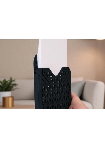 3D Kayar Kartlık – Petg Malzeme, Bal Peteği ve Üçgen Desenli, Siyah Renk