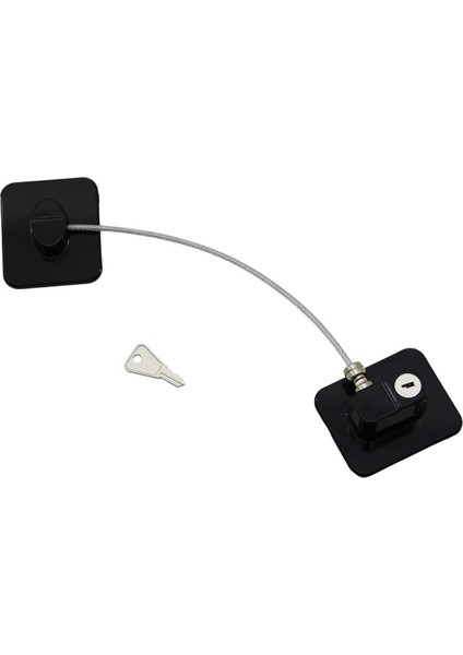 Siyah Plaka Halatlı Emniyet Kilit 5X6CM Yapışkanlı Montaj=2pcs Plaka Halat=18.8cm (4887)