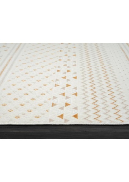 Lotus Plus 08582A Beyaz Halı Bej Kilim Desenli Modern Ince Akrilik Tozuaz Salon Halısı Yatak Odası indirimleri