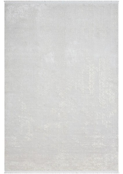 Elegance EG014A Beyaz Halı Sedef Geometrik Detaylı Modern Viskon Doğal Iplik Bambu Halı Tozu Az
