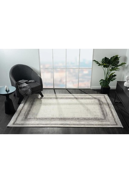Dark DK018G Gri Halı Antrasit Detaylı Akrilik Tozuaz Modern Salon Halısı Yatak Odası Halısı Koridor fiyatları