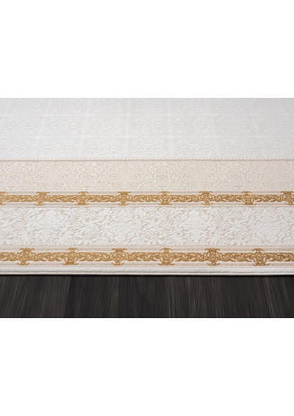 Elit EL001S Krem Halı Gold Kenar Çerçeveli Ince Yumuşak Akrilik Tozuaz Modern Salon Halısı Koridor indirimleri