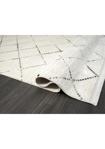 Elegance EG010A Beyaz Halı Geometrik Detaylı Modern Viskon Doğal Iplik Bambu Halı Tozu Az Salon Halı fırsatları