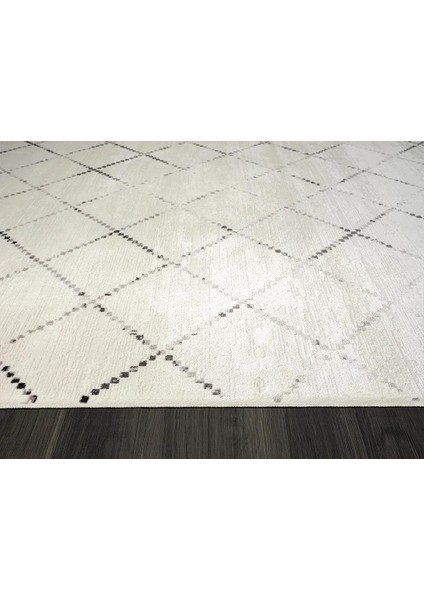 Elegance EG010A Beyaz Halı Geometrik Detaylı Modern Viskon Doğal Iplik Bambu Halı Tozu Az Salon Halı indirimleri