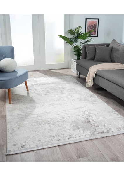 Lotus 8563 Açık Gri Halı Gri Detaylı Modern Ince Akrilik Salon Halısı Yatak Odası fiyatları