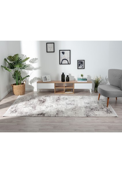 Tokyo 1701 Gri Antrasit Detaylı Modern Klasik Desen Akrilik Kaymaz Taban Tozuaz Salon Halı modelleri