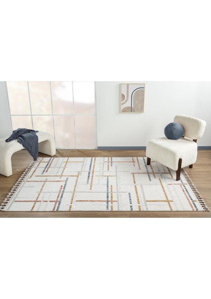 Sümer SM013A Krem Rengi Halı Renkli Geometrik Desenli Dekoratif Modern Antialerjik Salon Halısı fiyatları