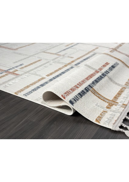 Sümer SM013A Krem Rengi Halı Renkli Geometrik Desenli Dekoratif Modern Antialerjik Salon Halısı fırsatları