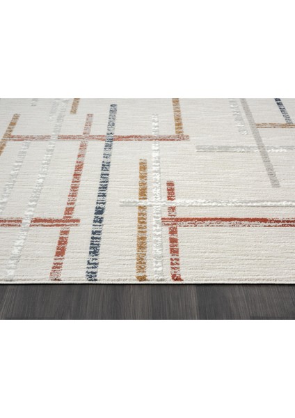 Sümer SM013A Krem Rengi Halı Renkli Geometrik Desenli Dekoratif Modern Antialerjik Salon Halısı indirimleri