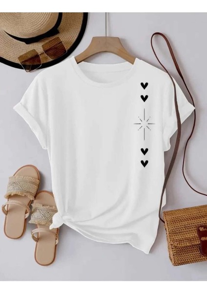 Kalp Işıltısı Özel Tasarım Ön Baskılı Tasarım Tshirt
