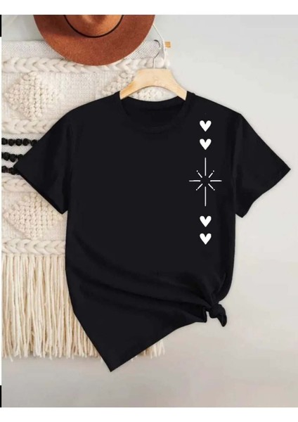 Kalp Işıltısı Özel Tasarım Ön Baskılı Tasarım Tshirt