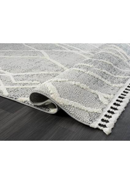 Wool WL003A Gri Halı Antrasit Detaylı Sisal Bukle Dekoratif Kabartmalı Halı Antialerjik fırsatları