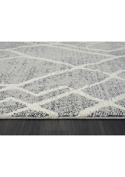 Wool WL003A Gri Halı Antrasit Detaylı Sisal Bukle Dekoratif Kabartmalı Halı Antialerjik indirimleri
