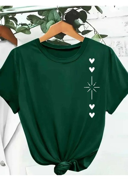 Kalp Işıltısı Özel Tasarım Ön Baskılı Tasarım Tshirt