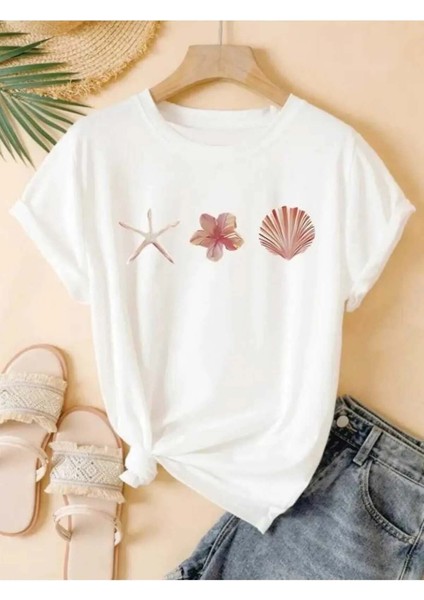 Deniz Yıldızı Özel Tasarım Ön Baskılı Tasarım Tshirt