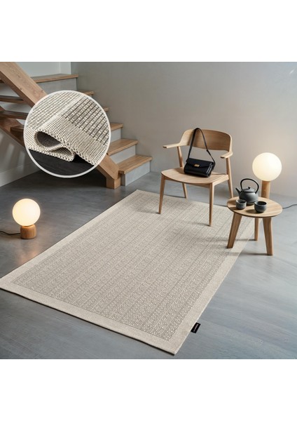 Mumbai MU001W Krem Doğal Kilim Görünümlü Pamuk Tuşeli Kaymaz Pamuk Taban Dekoratif Halı Tozu Yok modelleri