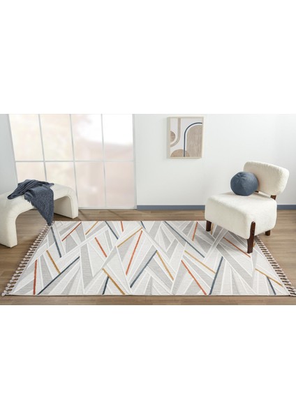 Sümer SM013A Krem Renli Halı Renkli Geometrik Desenli Dekoratif Modern Antialerjik Salon Halısı fiyatları