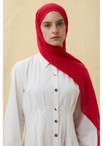 Brıce Kırmızı Uzun Saçak Püsküllü Pamuklu Şal