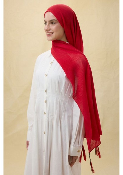 Brıce Kırmızı Uzun Saçak Püsküllü Pamuklu Şal fırsatları