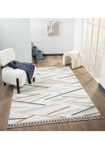 Sümer SM013A Krem Renli Halı Renkli Geometrik Desenli Dekoratif Modern Antialerjik Salon Halısı modelleri