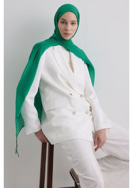Brıce Canlı Yeşil Uzun Saçak Püsküllü Pamuklu Şal