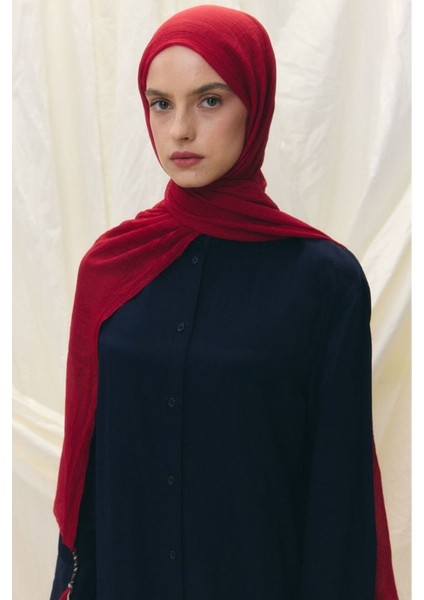 Brıce Kiraz Kırmızı Uzun Saçak Püsküllü Pamuklu Şal