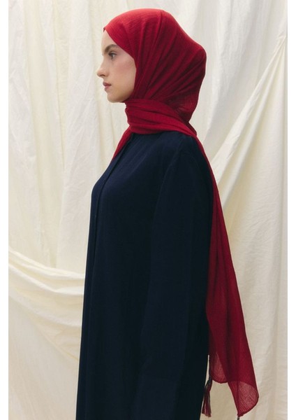 Brıce Kiraz Kırmızı Uzun Saçak Püsküllü Pamuklu Şal