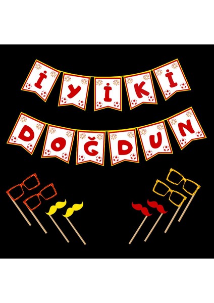 Sarı Kırmızı Doğum Günü Yazısı (Maske Hediyeli)