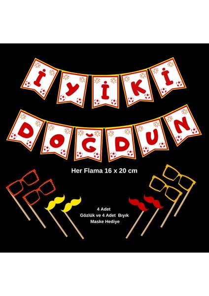 Sarı Kırmızı Doğum Günü Yazısı (Maske Hediyeli) fiyatları