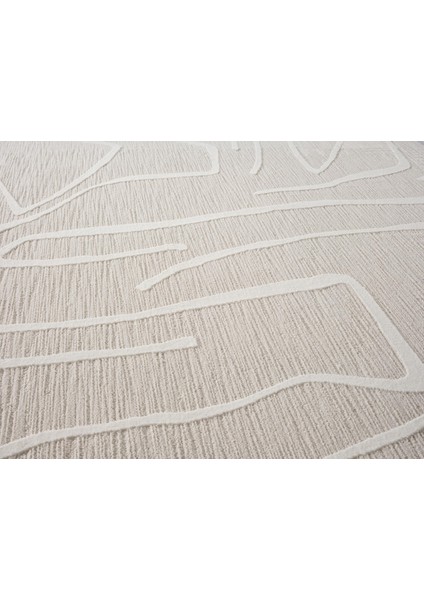 Sümer SM014A Krem Renkli Halı Çizgi Desenli Dekoratif Modern Antialerjik Salon Mutfak Halısı fırsatları