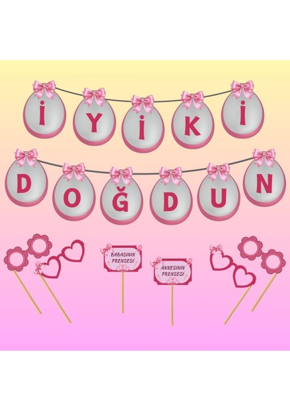 Iyiki Doğdun Yazısı Pembe Balon (Hediyeli)