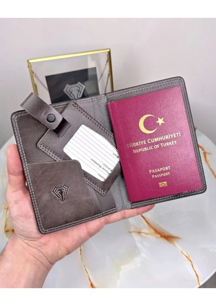 Hakiki Deri Pasaport Kılıfı ve Valiz Etiketi 2038