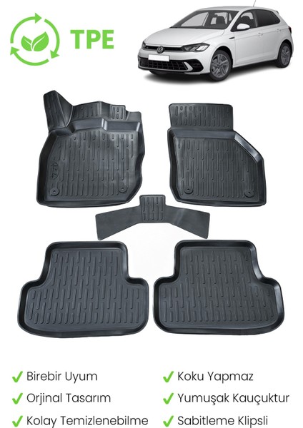 Volkswagen Polo 2021 -2025 Uyumlu 3D Havuzlu Paspas