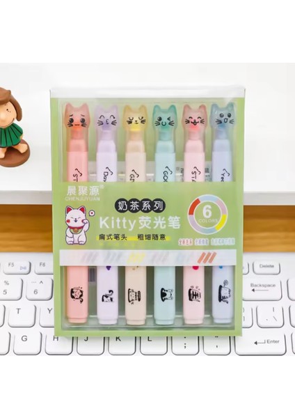 Kedili ve Patili 6'lı Ultra Soft Pastel Renkler Fosforlu Kalem